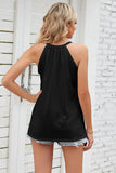 LACED NECK SLEEVELESS WOMEN T SHIRTS - Doublju