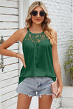 LACED NECK SLEEVELESS WOMEN T SHIRTS - Doublju