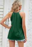 LACED NECK SLEEVELESS WOMEN T SHIRTS - Doublju