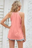 LACED NECK SLEEVELESS WOMEN T SHIRTS - Doublju