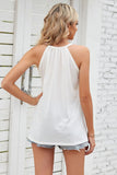 LACED NECK SLEEVELESS WOMEN T SHIRTS - Doublju