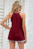 LACED NECK SLEEVELESS WOMEN T SHIRTS - Doublju