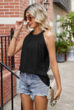 WOMEN TRENDY EYELET HALTER T SHIRTS - Doublju