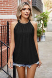 WOMEN TRENDY EYELET HALTER T SHIRTS - Doublju