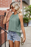 WOMEN TRENDY EYELET HALTER T SHIRTS - Doublju