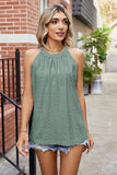 WOMEN TRENDY EYELET HALTER T SHIRTS - Doublju