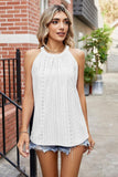 WOMEN TRENDY EYELET HALTER T SHIRTS - Doublju