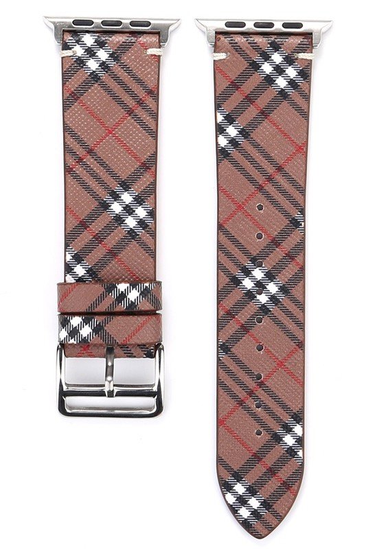 FASHION PLAID PATTERN LEATHER BAND FOR APPLE WATCH