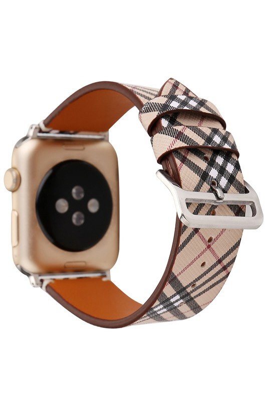 FASHION PLAID PATTERN LEATHER BAND FOR APPLE WATCH