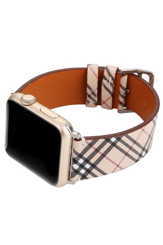 FASHION PLAID PATTERN LEATHER BAND FOR APPLE WATCH