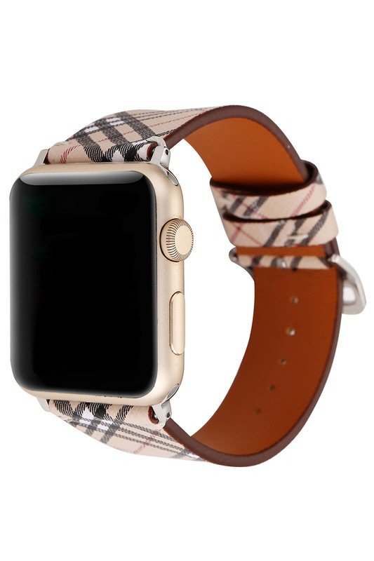 FASHION PLAID PATTERN LEATHER BAND FOR APPLE WATCH