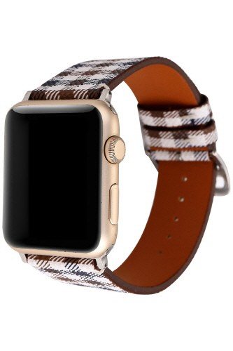 FASHION PLAID PATTERN LEATHER BAND FOR APPLE WATCH