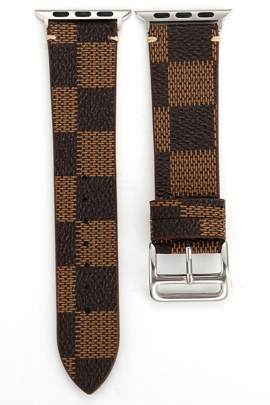 PLAID PATTERN LEATHER BAND FOR APPLE WATCH