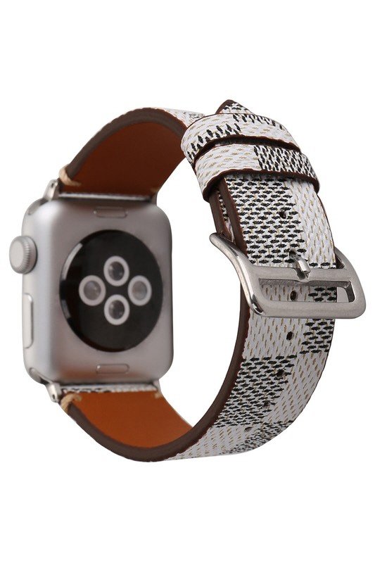 PLAID PATTERN LEATHER BAND FOR APPLE WATCH