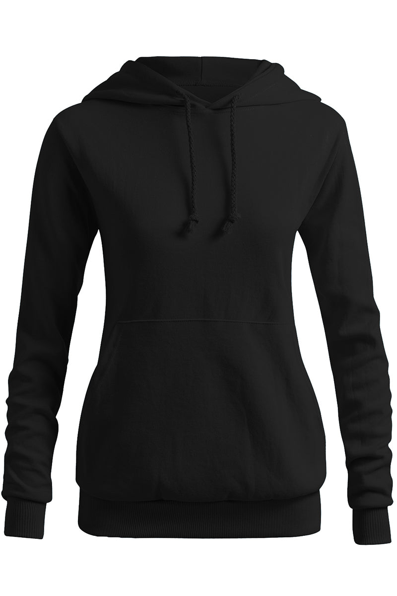 WOMEN'S SOLID HOODIE POCKET LONG SLEEVE HOODIE