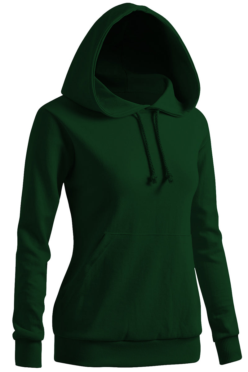 WOMEN'S SOLID HOODIE POCKET LONG SLEEVE HOODIE