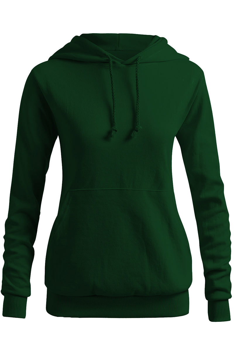 WOMEN'S SOLID HOODIE POCKET LONG SLEEVE HOODIE