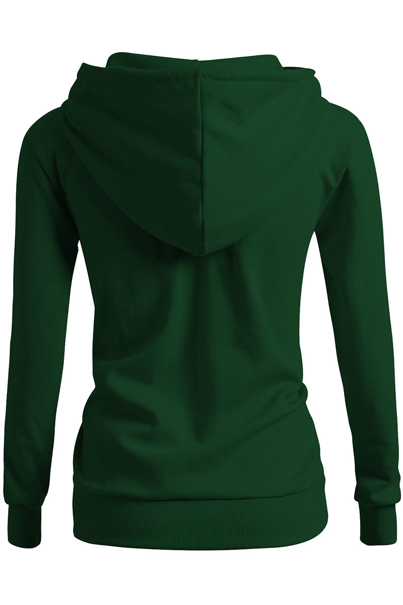 WOMEN'S SOLID HOODIE POCKET LONG SLEEVE HOODIE