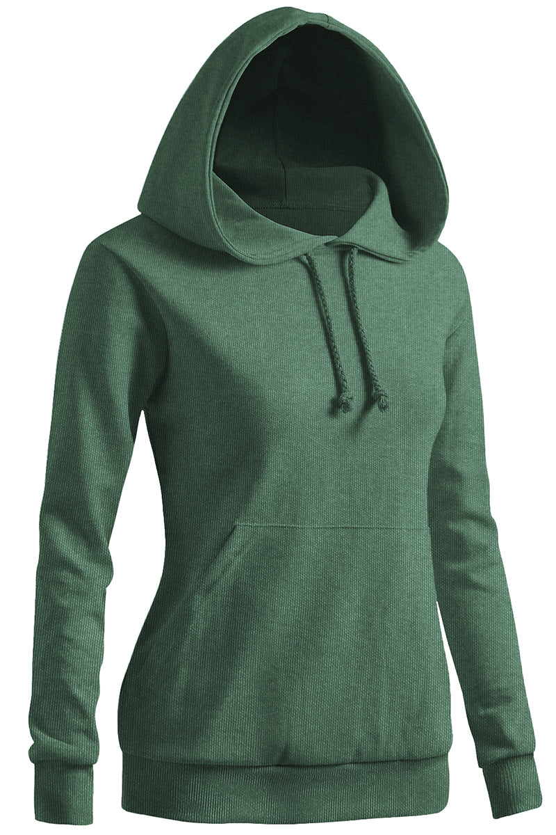 WOMEN'S SOLID HOODIE POCKET LONG SLEEVE HOODIE