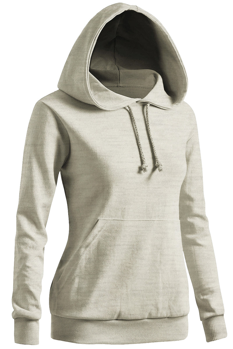 WOMEN'S SOLID HOODIE POCKET LONG SLEEVE HOODIE