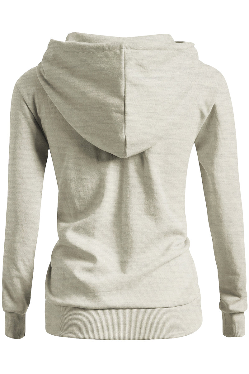 WOMEN'S SOLID HOODIE POCKET LONG SLEEVE HOODIE