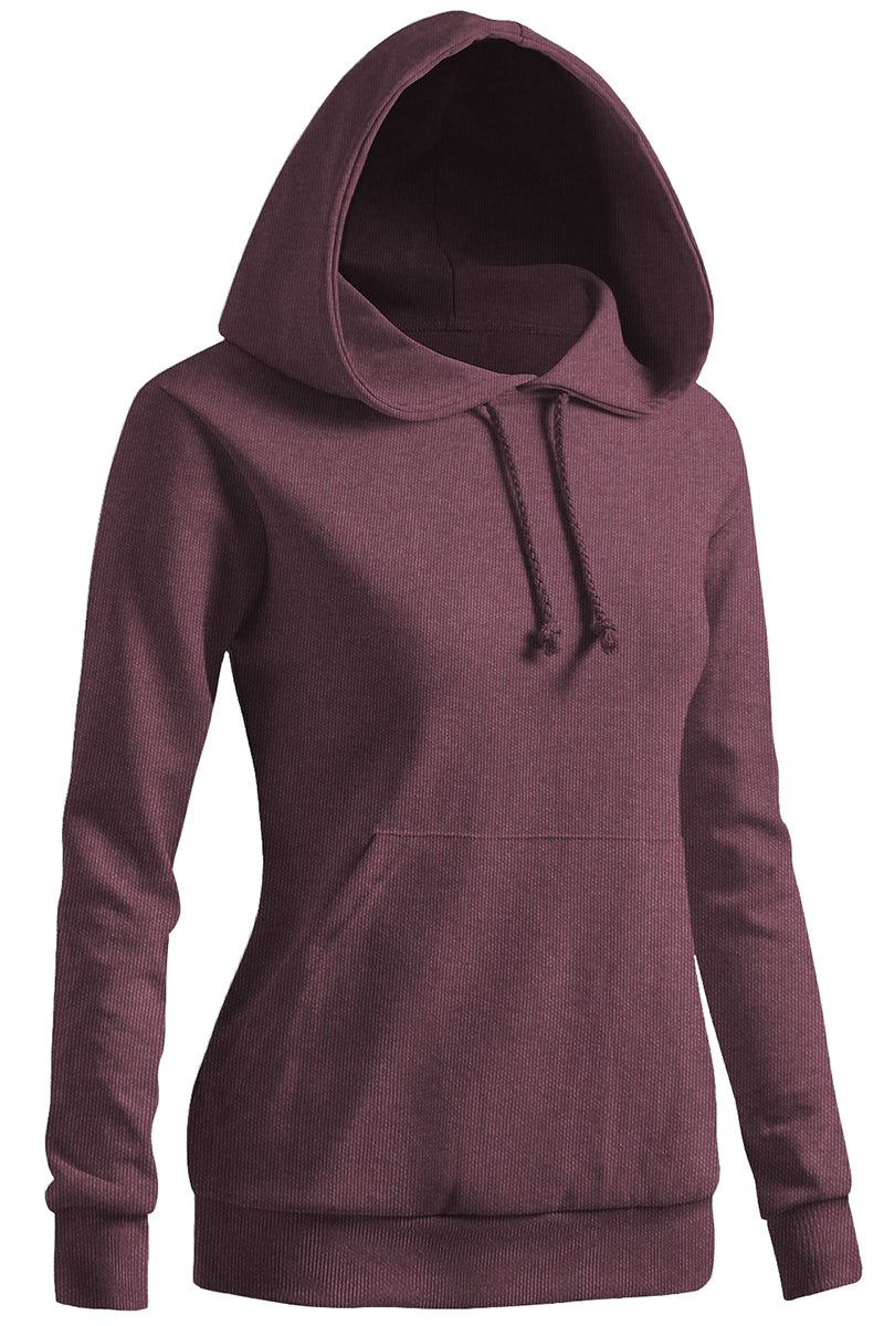 WOMEN'S SOLID HOODIE POCKET LONG SLEEVE HOODIE