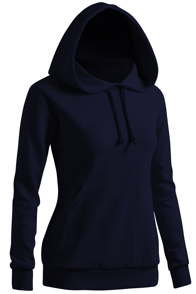 WOMEN'S SOLID HOODIE POCKET LONG SLEEVE HOODIE