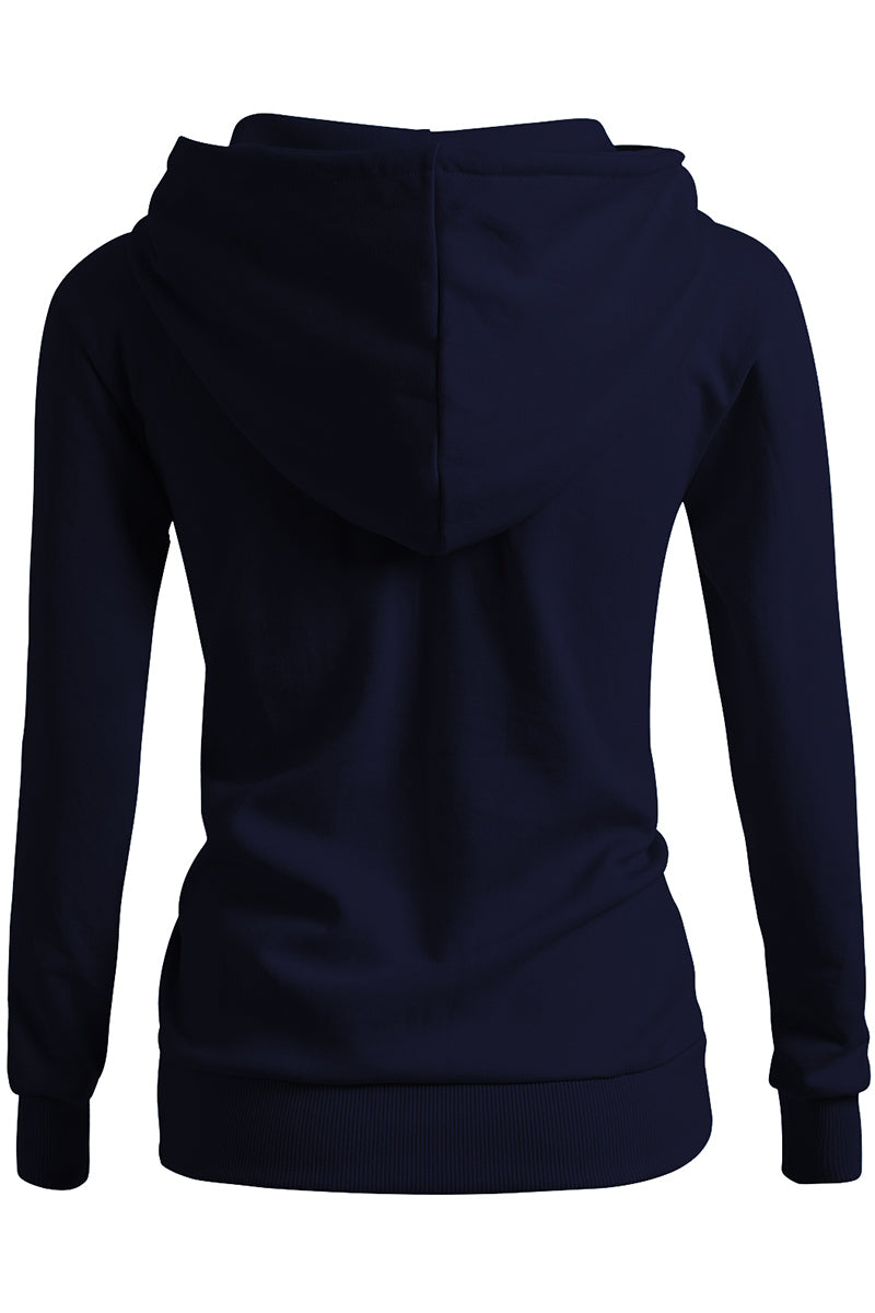 WOMEN'S SOLID HOODIE POCKET LONG SLEEVE HOODIE