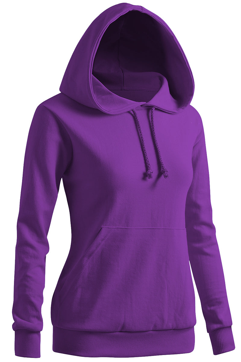 WOMEN'S SOLID HOODIE POCKET LONG SLEEVE HOODIE