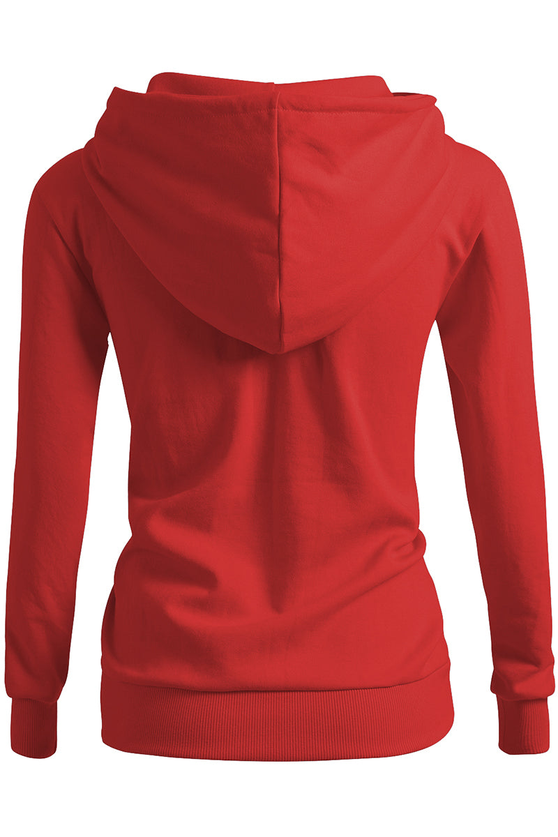 WOMEN'S SOLID HOODIE POCKET LONG SLEEVE HOODIE