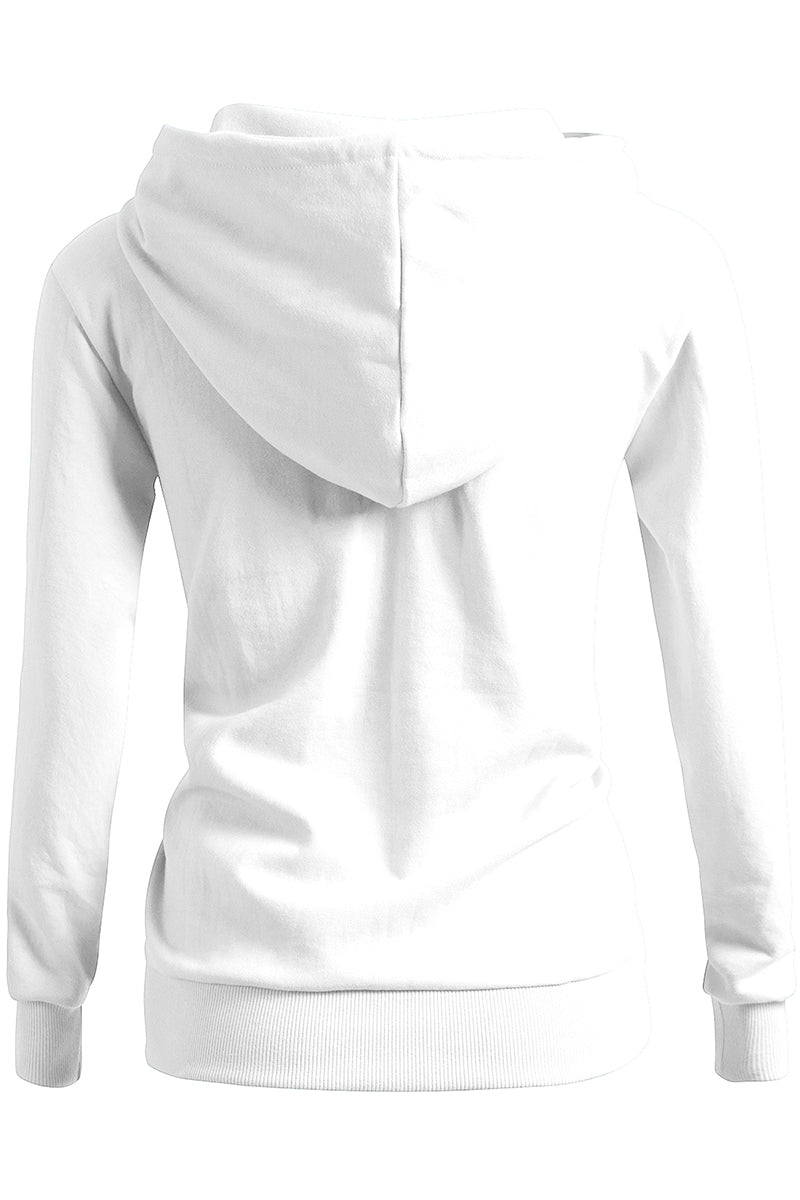 WOMEN'S SOLID HOODIE POCKET LONG SLEEVE HOODIE