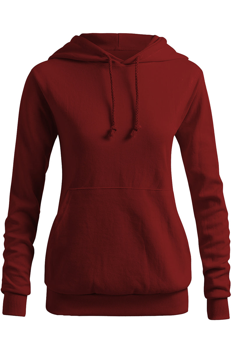 WOMEN'S SOLID HOODIE POCKET LONG SLEEVE HOODIE