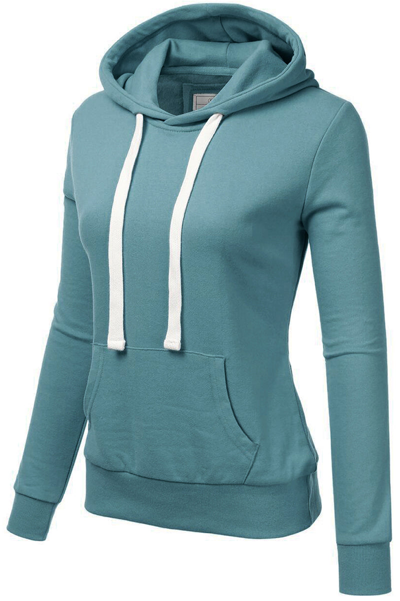 WOMEN'S BASIC LIGHTWEIGHT PULLOVER HOODIE SWEATSHIRT WITH PLUS SIZE