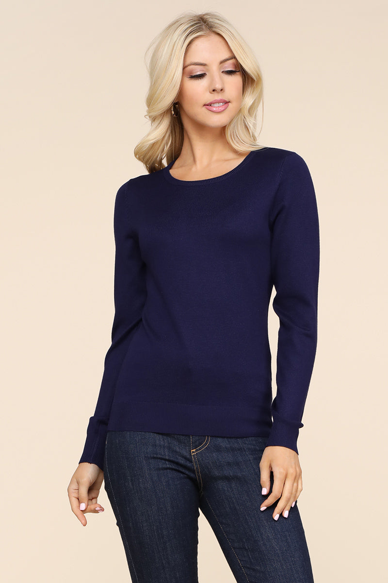 LONG SLEEVE CREW NECK PULLOVER SWEATER