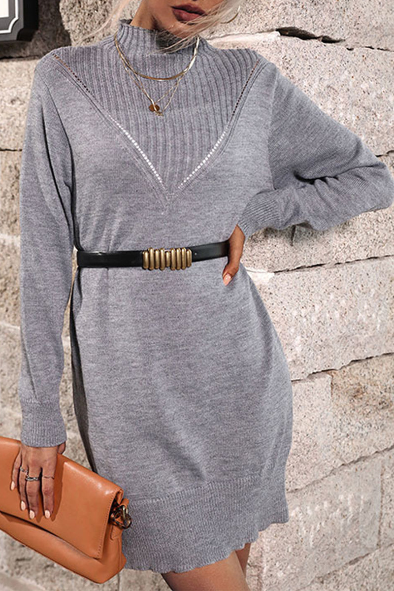 HIGH NECK LONG SLEEVE WARM DRESS