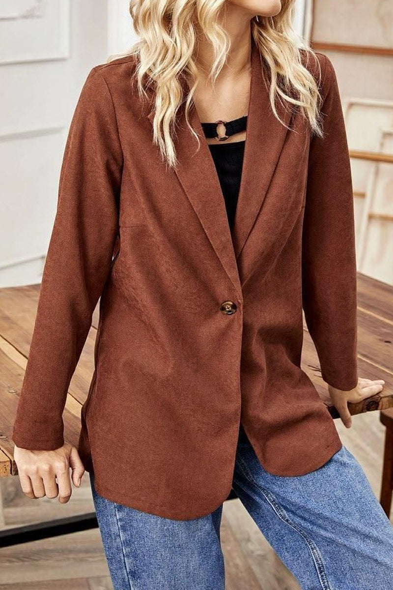 ONE BUTTON LOOSE LONG SLEEVED SUIT JACKET TOP