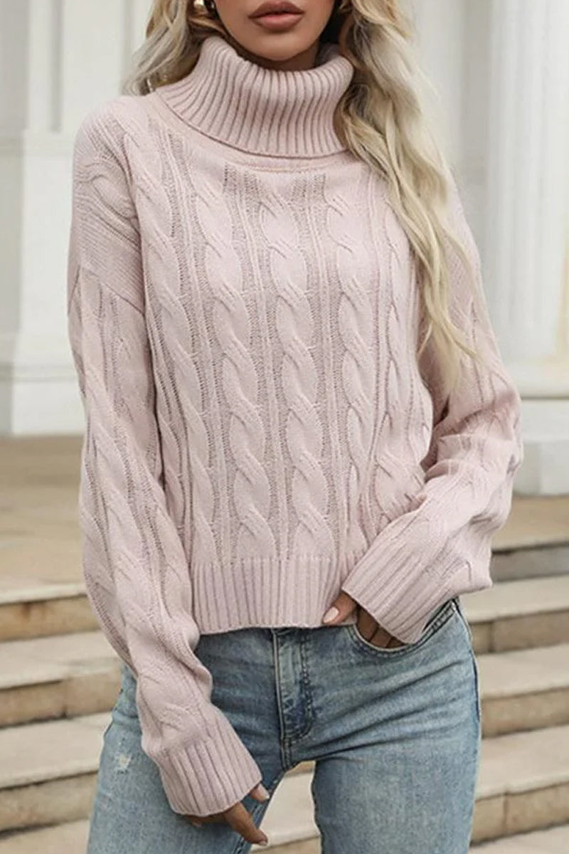 CABLE KNITTED TURTLE NECK SWEATER TOP