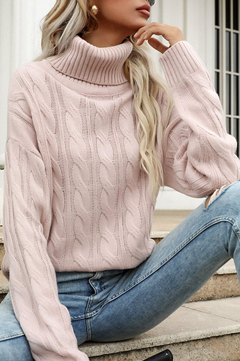 CABLE KNITTED TURTLE NECK SWEATER TOP