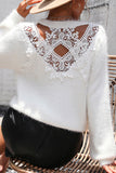 WOMEN LACED BACK DETAILED FURRY SWEATER TOP