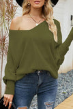 OVERSIZED DEEP V NECK KNITTED SWEATER TOP