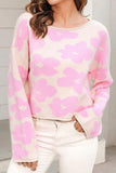 FLOWER PRINTING LOOSE FIT SHORT PULLOVER SWEATER
