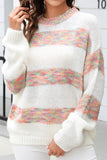 COLOR BLOCK OVERSIZED LOOSE FIT PULLOVER SWEATER