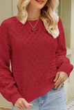 WOMEN RIBBED CREWNECK KNIT PULLOVER SWEATER TOP