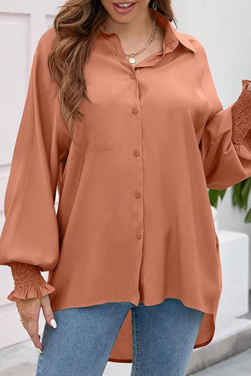 BUTTON DOWN BASIC SIMPLE DAILY BLOUSE