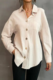 BUTTON DOWN SOLID LOOSE FIT BLOUSE SHIRTS
