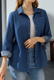 DENIM CHAMBRAY BUTTON UP LONG SLEEVE TOP