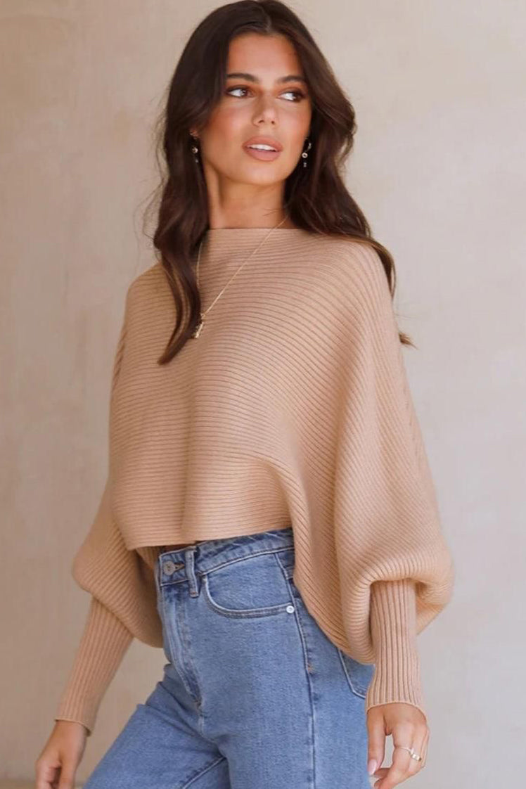 LOOSE STRAPLESS LARGE SIZE SOLID COLOR SWEATER
