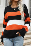 LONG SLEEVED LOOSE STRIPED SWEATER TOP