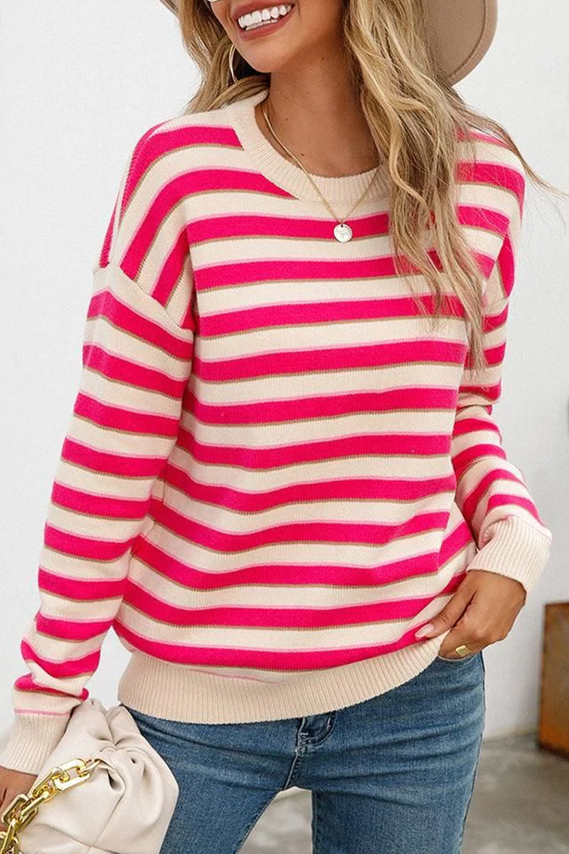 WOMENS STRIPE CASUAL SWEATER TOP