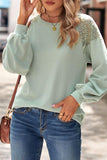 WOMEN LACED SHOULDER DETAILED CASUAL JUMPER TOP